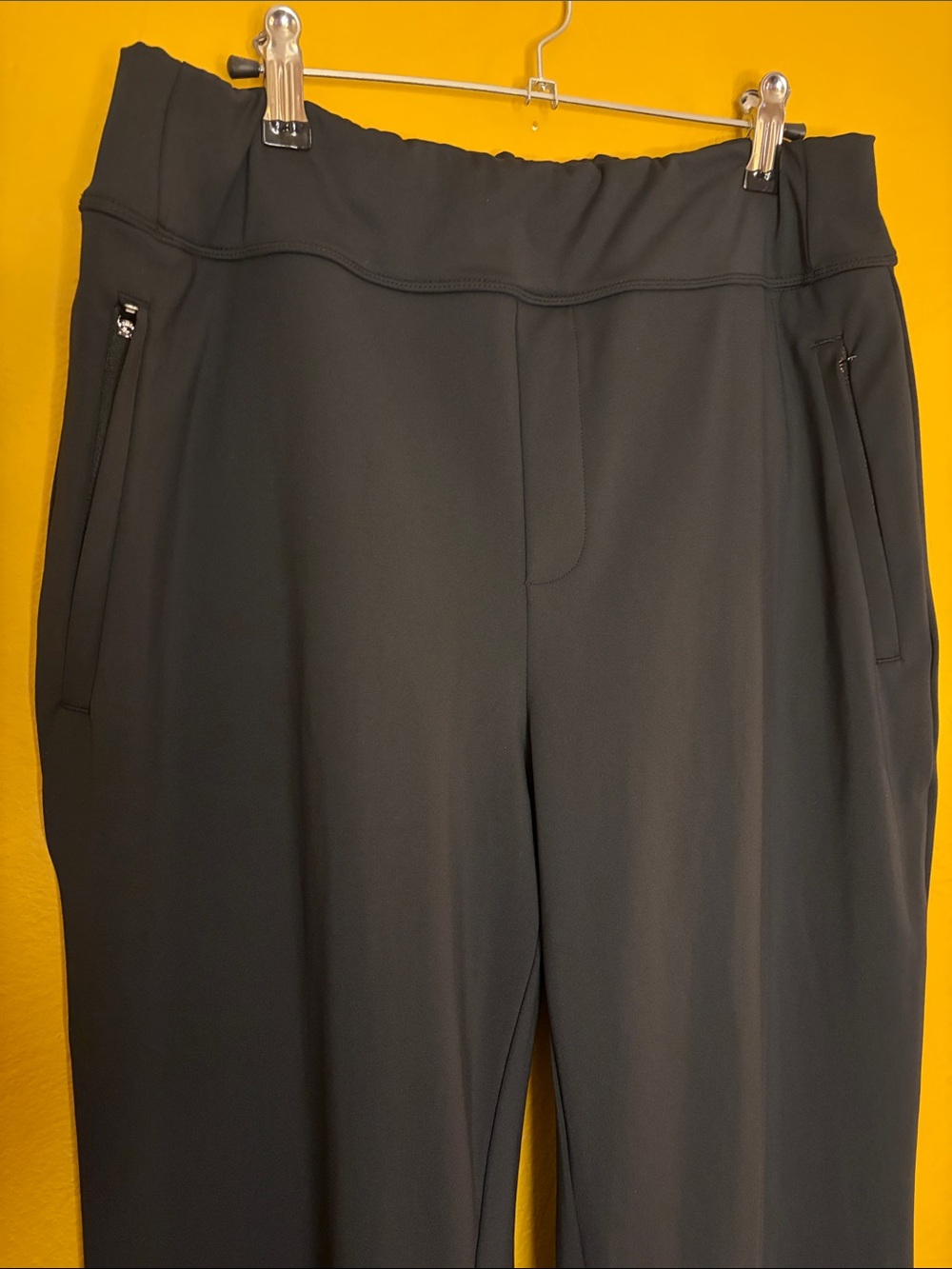HALARA Black Wide-Leg Travel Pants w zipper pockets Large Regular NWOT